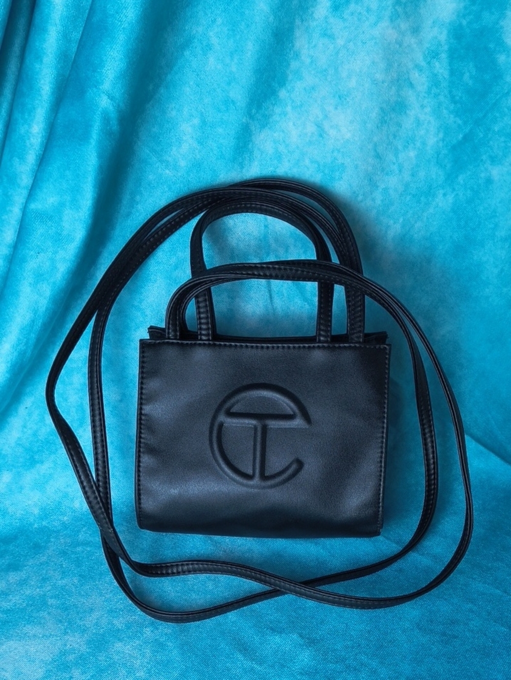 Telfar Black PVC Mini Top Handle Crossbody Satchel Bag Purse Tote